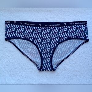 Victoria's Secret Navy Bikini Briefs with Pink Lipstick Print, Size XL